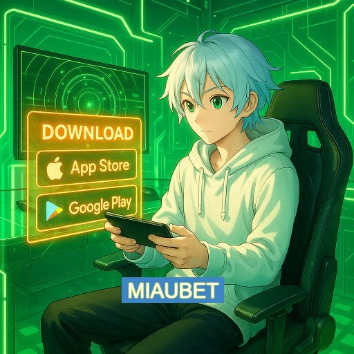 Imagem promocional do app oficial MIAUBET destacando a conveniência de jogar cassino online pelo celular ou navegador