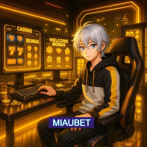 Imagem promocional do app oficial MIAUBET destacando a conveniência de jogar cassino online pelo celular ou navegador