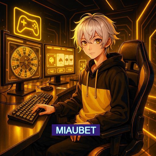 Imagem promocional do app oficial MIAUBET destacando a conveniência de jogar cassino online pelo celular ou navegador