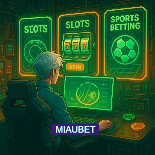 Imagem promocional do app oficial MIAUBET destacando a conveniência de jogar cassino online pelo celular ou navegador