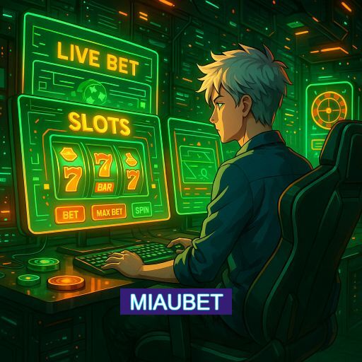 Imagem promocional do app oficial MIAUBET destacando a conveniência de jogar cassino online pelo celular ou navegador